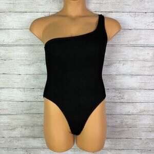 Koana Crinkle One Shoulder Swimsuit Black Size Large